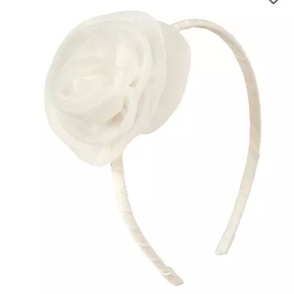 JANIE AND JACK Tulle Girls's Rosette Headband White - Picture 4 of 7